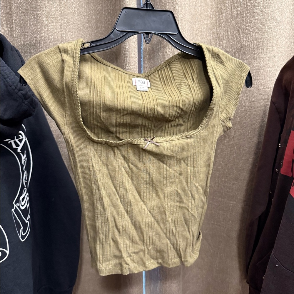 Urban Outfitters Olive Ribbed Crop Top